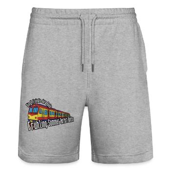 Railway colours seasons, year-round delay - Stanley/Stella Trainer Unisex Organic Jogging Shorts - heather grey - Front - Nik (191cm) & Marisol (170cm)