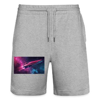 spaceship - Stanley/Stella Trainer Unisex Organic Jogging Shorts - heather grey - Front - Nik (191cm) & Marisol (170cm)
