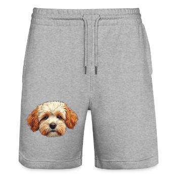 Hund - Stanley/Stella Unisex Bio Joggingshorts Trainer  - Grau meliert - Vorne - Nik (191cm) & Marisol (170cm)
