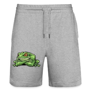 Grenouille cool avec les bras croisés dessin animé - Short de jogging bio TRAINER Stanley/Stella unisexe - gris chiné - Devant - Nik (191cm) & Marisol (170cm)