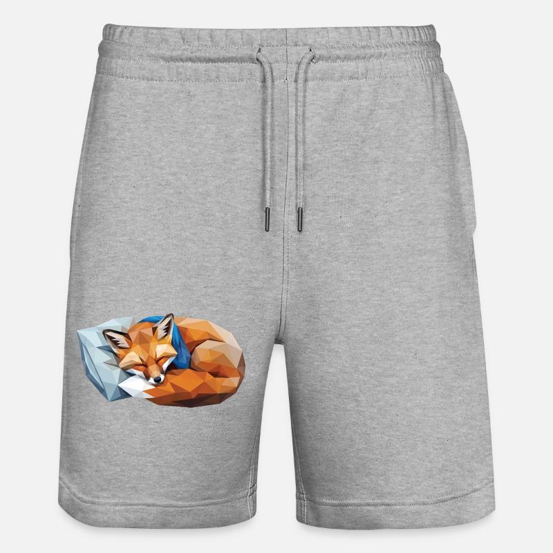 Sleeping Fox in Polygon Style - Stanley/Stella Trainer Unisex Organic Jogging Shorts - heather grey