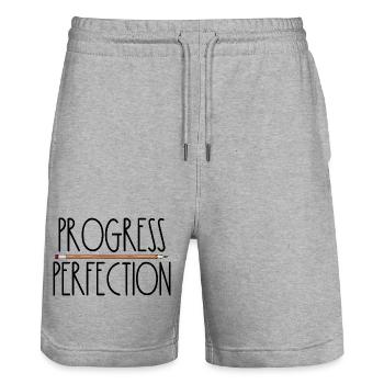 Progress instead of perfection Back to school Leh - Stanley/Stella Trainer Unisex Organic Jogging Shorts - heather grey - Front - Nik (191cm) & Marisol (170cm)