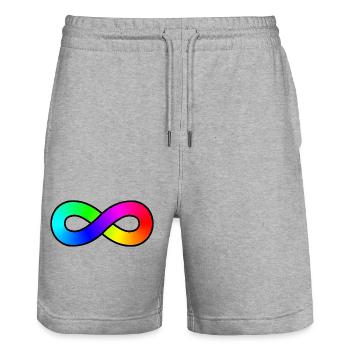 Autisme Arc-en-ciel Infini - Short de jogging bio TRAINER Stanley/Stella unisexe - gris chiné - Devant - Nik (191cm) & Marisol (170cm)