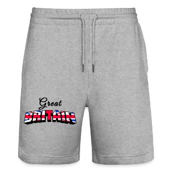 Great Britain Union Jack Pride Graphic Tee - Stanley/Stella Trainer Unisex Organic Jogging Shorts - heather grey - Front - Nik (191cm) & Marisol (170cm)