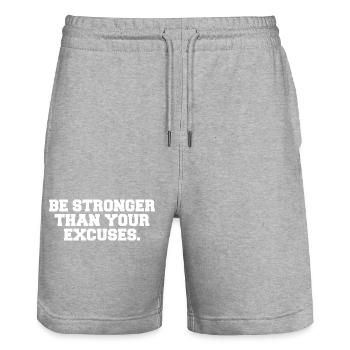 Be Stronger Than Your Excuses - Stanley/Stella Trainer Unisex Organic Jogging Shorts - heather grey - Front - Nik (191cm) & Marisol (170cm)