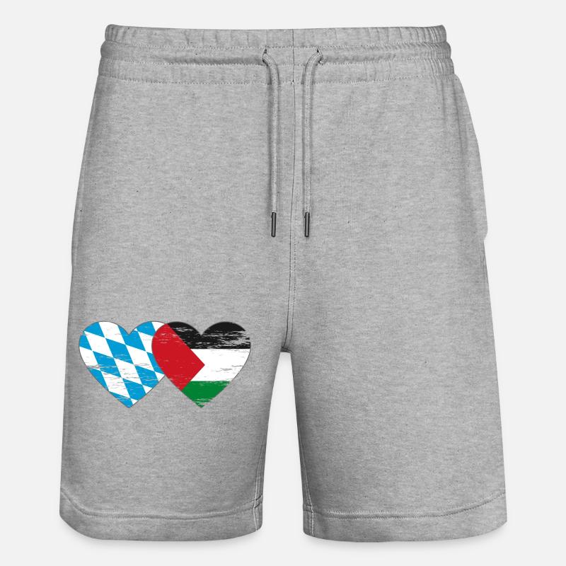Bavière, Palestine, Drapeau, Coeur - Short de jogging bio TRAINER Stanley/Stella unisexe - gris chiné