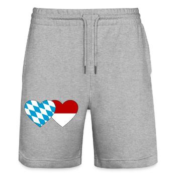 Bayern Monaco Flag Heart - Stanley/Stella Trainer Unisex Organic Jogging Shorts - heather grey - Front - Nik (191cm) & Marisol (170cm)