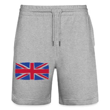 Grunge Union Jack Flag Art - Stanley/Stella Trainer Unisex Organic Jogging Shorts - heather grey - Front - Nik (191cm) & Marisol (170cm)