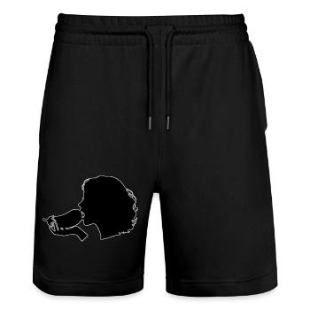 Silhouette Frau mit Aubergine - Stanley/Stella Unisex Bio Joggingshorts Trainer  - Schwarz - Vorne - Nik (191cm) & Marisol (170cm)