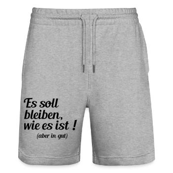Es soll bleiben in gut - Stanley/Stella Unisex Bio Joggingshorts Trainer  - Grau meliert - Vorne - Nik (191cm) & Marisol (170cm)