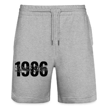 Limited Edition 1986 - Stanley/Stella Trainer Unisex Organic Jogging Shorts - heather grey - Front - Nik (191cm) & Marisol (170cm)