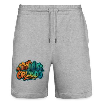Orlando Graffiti Skyline - Stanley/Stella Trainer Unisex Organic Jogging Shorts - heather grey - Front - Nik (191cm) & Marisol (170cm)