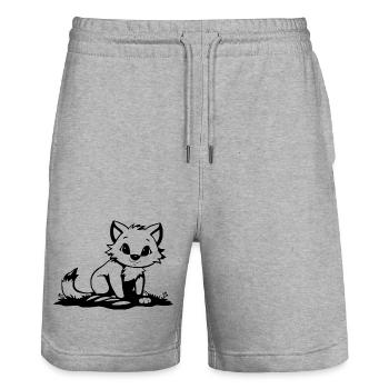 Fuchs - Stanley/Stella Unisex Bio Joggingshorts Trainer  - Grau meliert - Vorne - Nik (191cm) & Marisol (170cm)