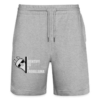 I Identify As A Probllama Cool Lama Problem Spruch - Stanley/Stella Unisex Bio Joggingshorts Trainer  - Grau meliert - Vorne - Nik (191cm) & Marisol (170cm)