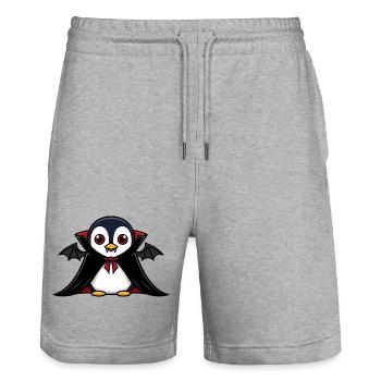 Cute Halloween Penguin Vampire Cartoon Chibi - Stanley/Stella Trainer Unisex Organic Jogging Shorts - heather grey - Front - Nik (191cm) & Marisol (170cm)