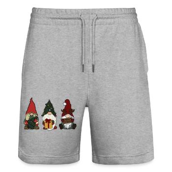 Wichtel  - Stanley/Stella Unisex Bio Joggingshorts Trainer  - Grau meliert - Vorne - Nik (191cm) & Marisol (170cm)
