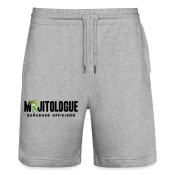 Mojitologue T-shirt Humour Femme Soirée Mojito - Short de jogging bio TRAINER Stanley/Stella unisexe - gris chiné - Devant - Nik (191cm) & Marisol (170cm)