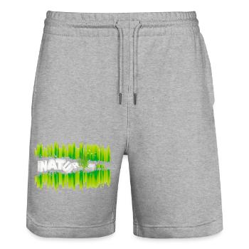 Finde Ruhe & Kraft – harmonisches Natur T-Shirt - Stanley/Stella Unisex Bio Joggingshorts Trainer  - Grau meliert - Vorne - Nik (191cm) & Marisol (170cm)