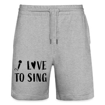 I love to sing - Musik Musiker Sänger Sängerin - Stanley/Stella Unisex Bio Joggingshorts Trainer  - Grau meliert - Vorne - Nik (191cm) & Marisol (170cm)