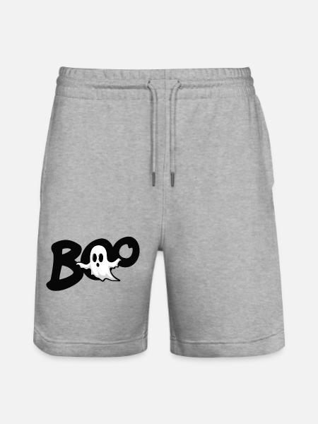 Cute Halloween Ghost – Boo - Stanley/Stella Trainer Unisex Organic Jogging Shorts - heather grey