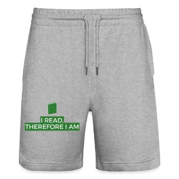 Ich lese, also bin ich Buchphilosophie - Stanley/Stella Unisex Bio Joggingshorts Trainer  - Grau meliert - Vorne - Nik (191cm) & Marisol (170cm)