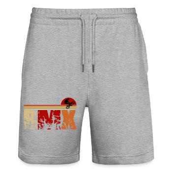 Retro BMX Design – Classic & Stylish - Stanley/Stella Trainer Unisex Organic Jogging Shorts - heather grey - Front - Nik (191cm) & Marisol (170cm)