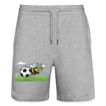 Fußball Bienenfliege - Stanley/Stella Unisex Bio Joggingshorts Trainer  - Grau meliert - Vorne - Nik (191cm) & Marisol (170cm)