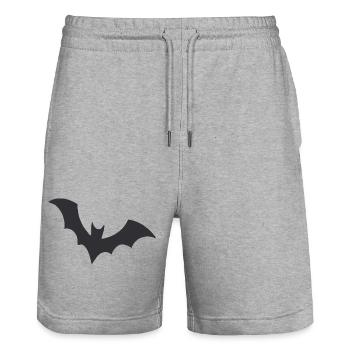 Silhouette of a nocturnal bat - Stanley/Stella Trainer Unisex Organic Jogging Shorts - heather grey - Front - Nik (191cm) & Marisol (170cm)