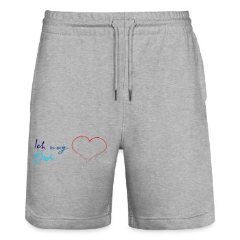 Wenn Du "Ich mag Dich" sagen willst - Stanley/Stella Unisex Bio Joggingshorts Trainer  - Grau meliert - Vorne - Nik (191cm) & Marisol (170cm)