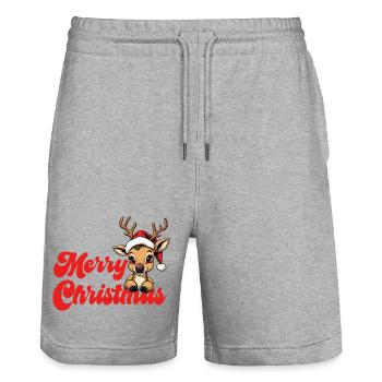 Noël de rennes Joyeux Noël - Short de jogging bio TRAINER Stanley/Stella unisexe - gris chiné - Devant - Nik (191cm) & Marisol (170cm)