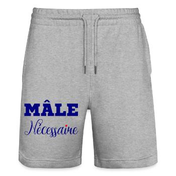 MÄNNLICH NOTWENDIG! - Stanley/Stella Unisex Bio Joggingshorts Trainer  - Grau meliert - Vorne - Nik (191cm) & Marisol (170cm)
