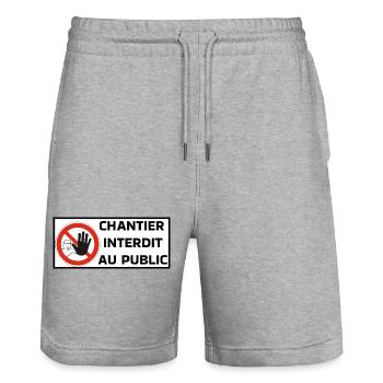 No construction site - Stanley/Stella Trainer Unisex Organic Jogging Shorts - heather grey - Front - Nik (191cm) & Marisol (170cm)