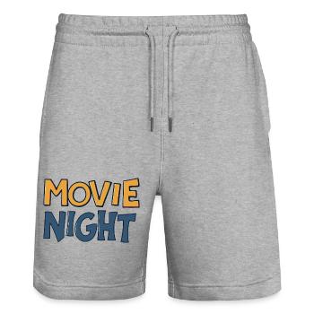 Movie Night Colorful Typographic Drawing - Stanley/Stella Trainer Unisex Organic Jogging Shorts - heather grey - Front - Nik (191cm) & Marisol (170cm)