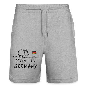 Mäht en Allemagne – Lustiger Schaf Spruch - Short de jogging bio TRAINER Stanley/Stella unisexe - gris chiné - Devant - Nik (191cm) & Marisol (170cm)