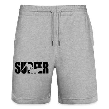 Classic Surfer Design – Waves & Freedom - Stanley/Stella Trainer Unisex Organic Jogging Shorts - heather grey - Front - Nik (191cm) & Marisol (170cm)