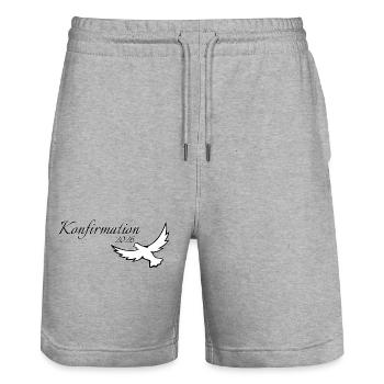 Confirmation 2026 Gift Ideas Dove Flying Up - Stanley/Stella Trainer Unisex Organic Jogging Shorts - heather grey - Front - Nik (191cm) & Marisol (170cm)