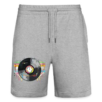 Vinyl_3 - Short de jogging bio TRAINER Stanley/Stella unisexe - gris chiné - Devant - Nik (191cm) & Marisol (170cm)