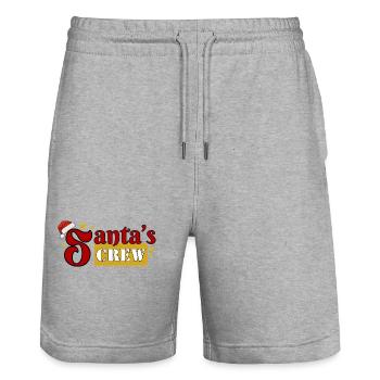 Santa's Crew Black Family Motif Partner Look - Stanley/Stella Trainer Unisex Organic Jogging Shorts - heather grey - Front - Nik (191cm) & Marisol (170cm)