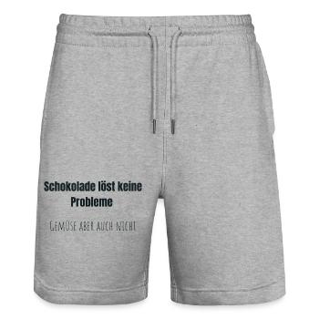 Schoko statt Gemüse - Stanley/Stella Unisex Bio Joggingshorts Trainer  - Grau meliert - Vorne - Nik (191cm) & Marisol (170cm)