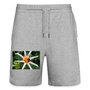 Fleur avec bourdon - Short de jogging bio TRAINER Stanley/Stella unisexe - gris chiné - Devant - Nik (191cm) & Marisol (170cm)