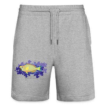 Papageienfisch / Hybride - Stanley/Stella Unisex Bio Joggingshorts Trainer  - Grau meliert - Vorne - Nik (191cm) & Marisol (170cm)