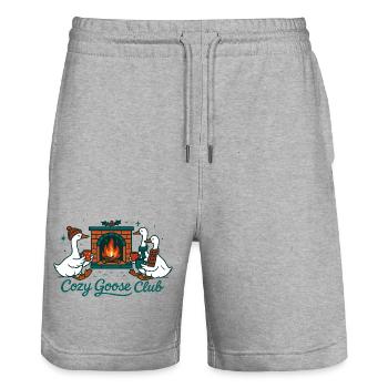 Cozy Goose Club Noël Fun Design - Short de jogging bio TRAINER Stanley/Stella unisexe - gris chiné - Devant - Nik (191cm) & Marisol (170cm)