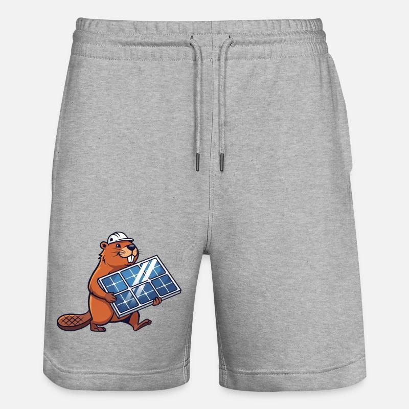 Beaver Installer Solar Panel Engineer Cartoon - Stanley/Stella Trainer Unisex Organic Jogging Shorts - heather grey