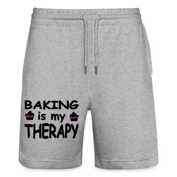 Bake - Stanley/Stella Trainer Unisex Organic Jogging Shorts - heather grey - Front - Nik (191cm) & Marisol (170cm)