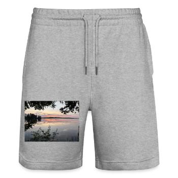 buzzer - Stanley/Stella Trainer Unisex Organic Jogging Shorts - heather grey - Front - Nik (191cm) & Marisol (170cm)