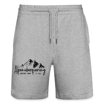 Alpenüberquerung E5 2026 / Oberstdorf - Meran - Stanley/Stella Unisex Bio Joggingshorts Trainer  - Grau meliert - Vorne - Nik (191cm) & Marisol (170cm)