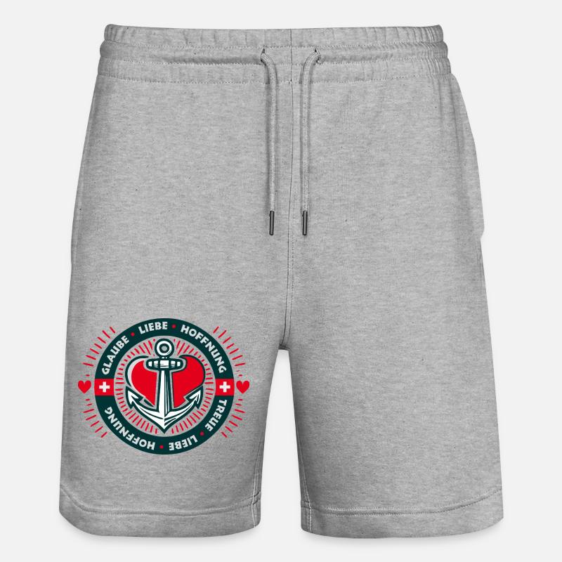 Glaube Liebe Hoffnung - Stanley/Stella Unisex Bio Joggingshorts Trainer  - Grau meliert