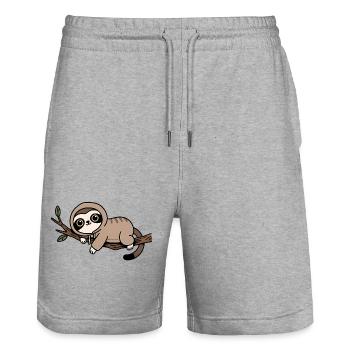 Niedliches Faultier auf Ast - Stanley/Stella Unisex Bio Joggingshorts Trainer  - Grau meliert - Vorne - Nik (191cm) & Marisol (170cm)
