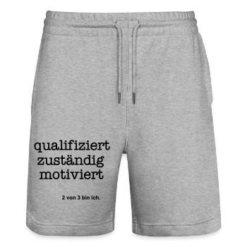 Zwei von drei - Stanley/Stella Unisex Bio Joggingshorts Trainer  - Grau meliert - Vorne - Nik (191cm) & Marisol (170cm)