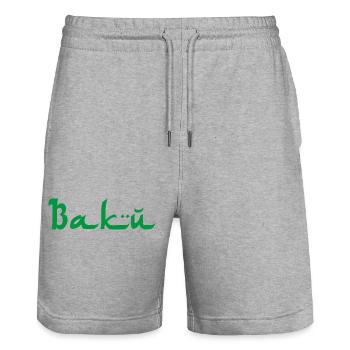 Baku, Azerbaijan - Stanley/Stella Trainer Unisex Organic Jogging Shorts - heather grey - Front - Nik (191cm) & Marisol (170cm)